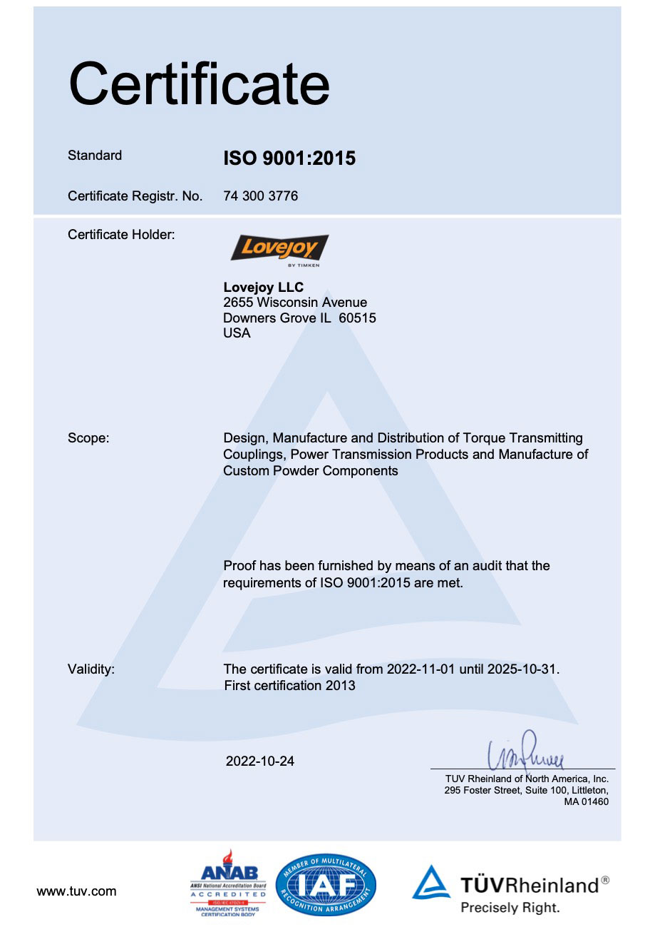ISO Certification Downers Grove